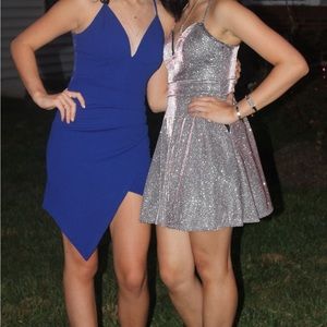 Blue Homecoming Dress with Lace back